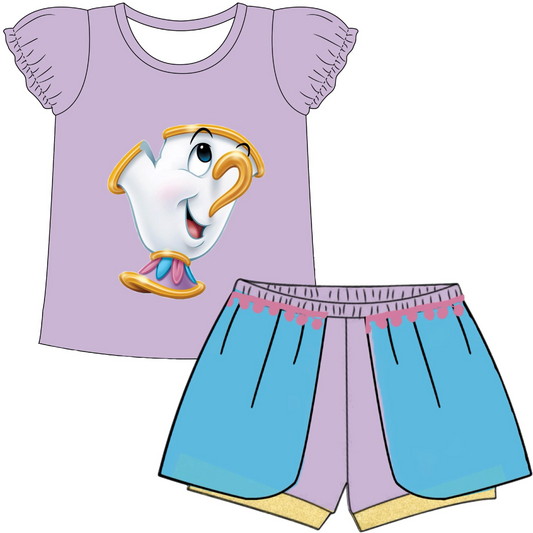 Baby Girls Cup Shirt Shorts Summer Clothes Sets preorder (moq 5)