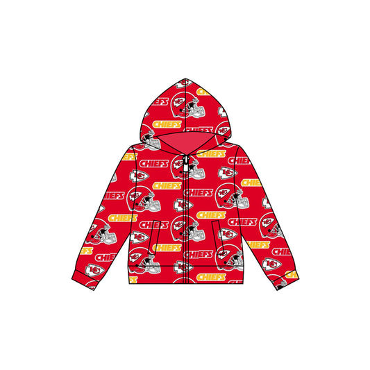 Preorder (moq 5)Baby Boys Red cf Team Football Hooded Zip Tops Jackets