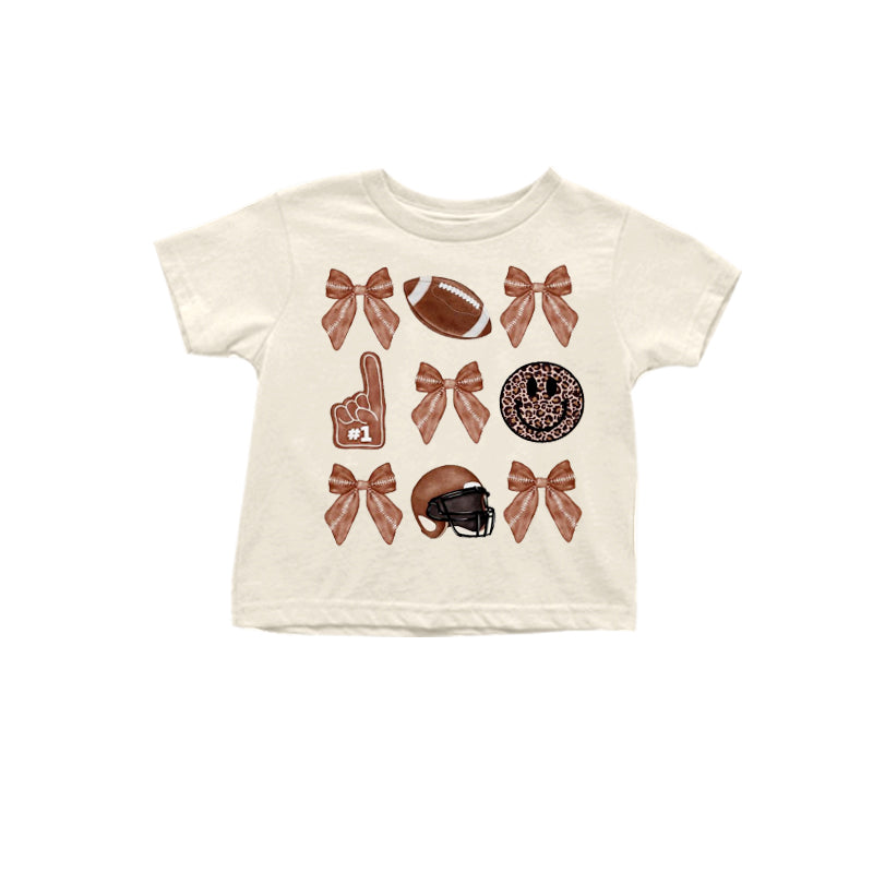 Baby Girls Game Day Bows Short Sleeve Tee Shirts Tops Preorder(moq 5)