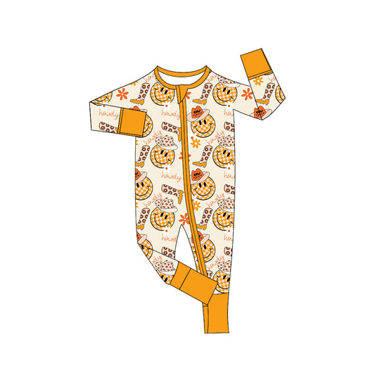 Baby Girls Western Smile Howdy Zip Long Sleeve Rompers preorder(moq 5)