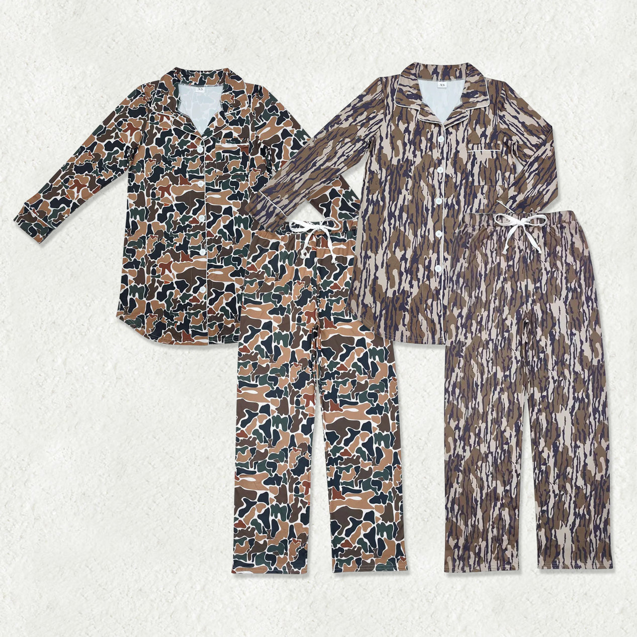 Sibling Adult Women Southern Camo Pocket Buttons Top Pants Pajamas Sets