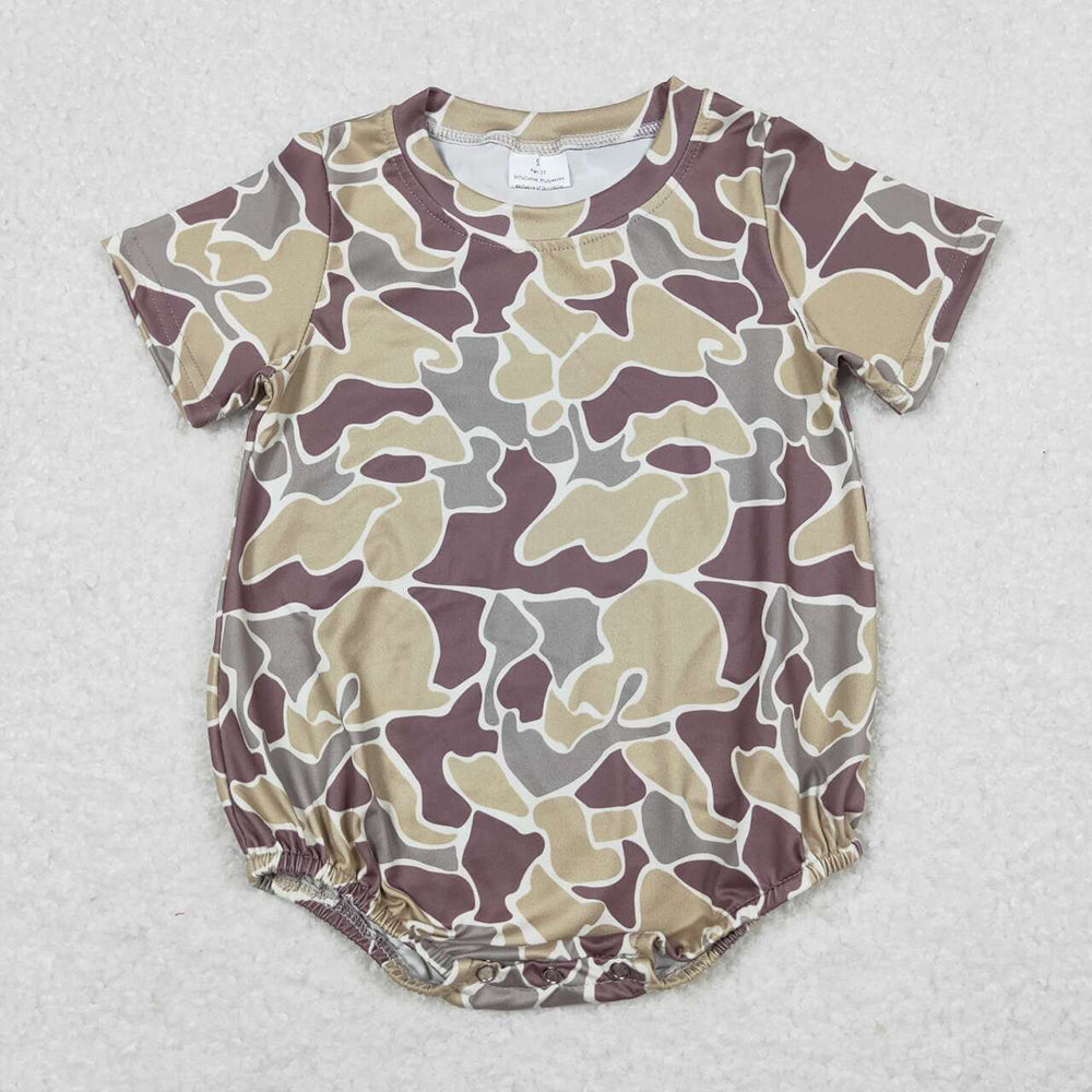 Sibling Baby Infant Boys Hunting Comouflage Duck Short Sleeve Rompers