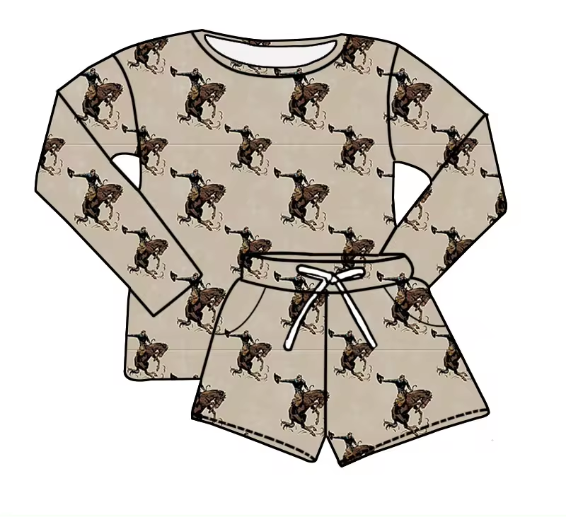 Baby Girls Western Rodeo Shirt Top Shorts Clothes Sets Preorder(moq 5)