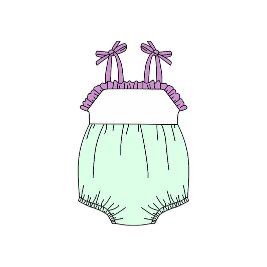 Preorder(moq 5)Baby Infant Girls Straps Green Purple Summer Rompers