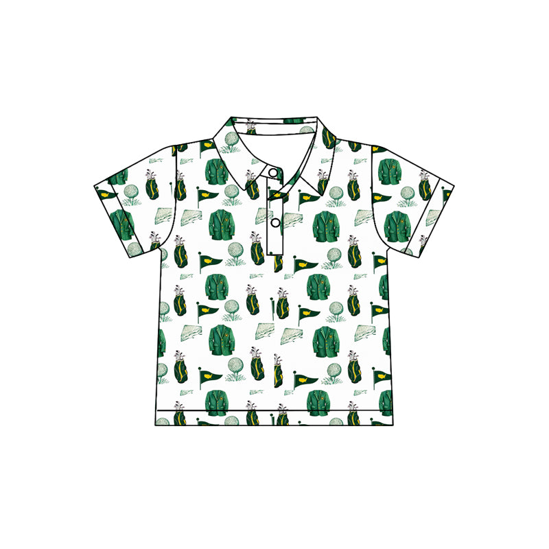 Preorder (moq 5)Baby Boys Golf Green Color Button Polo Shirts Tops
