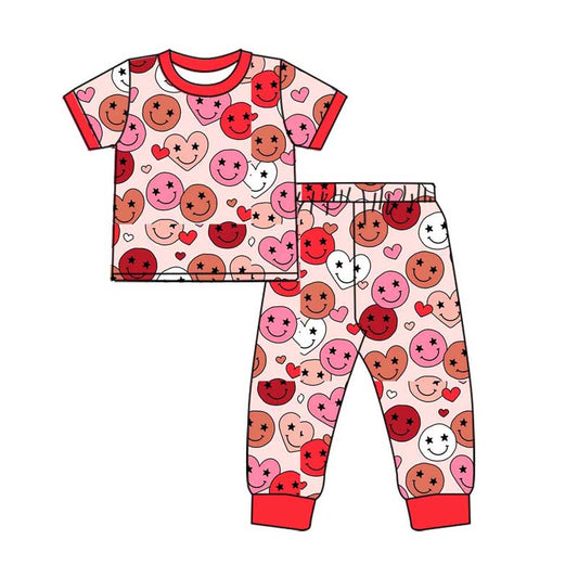 Baby Girls Valentines Smile Shirt Top Pants Pajamas Sets preorder(MOQ 5)