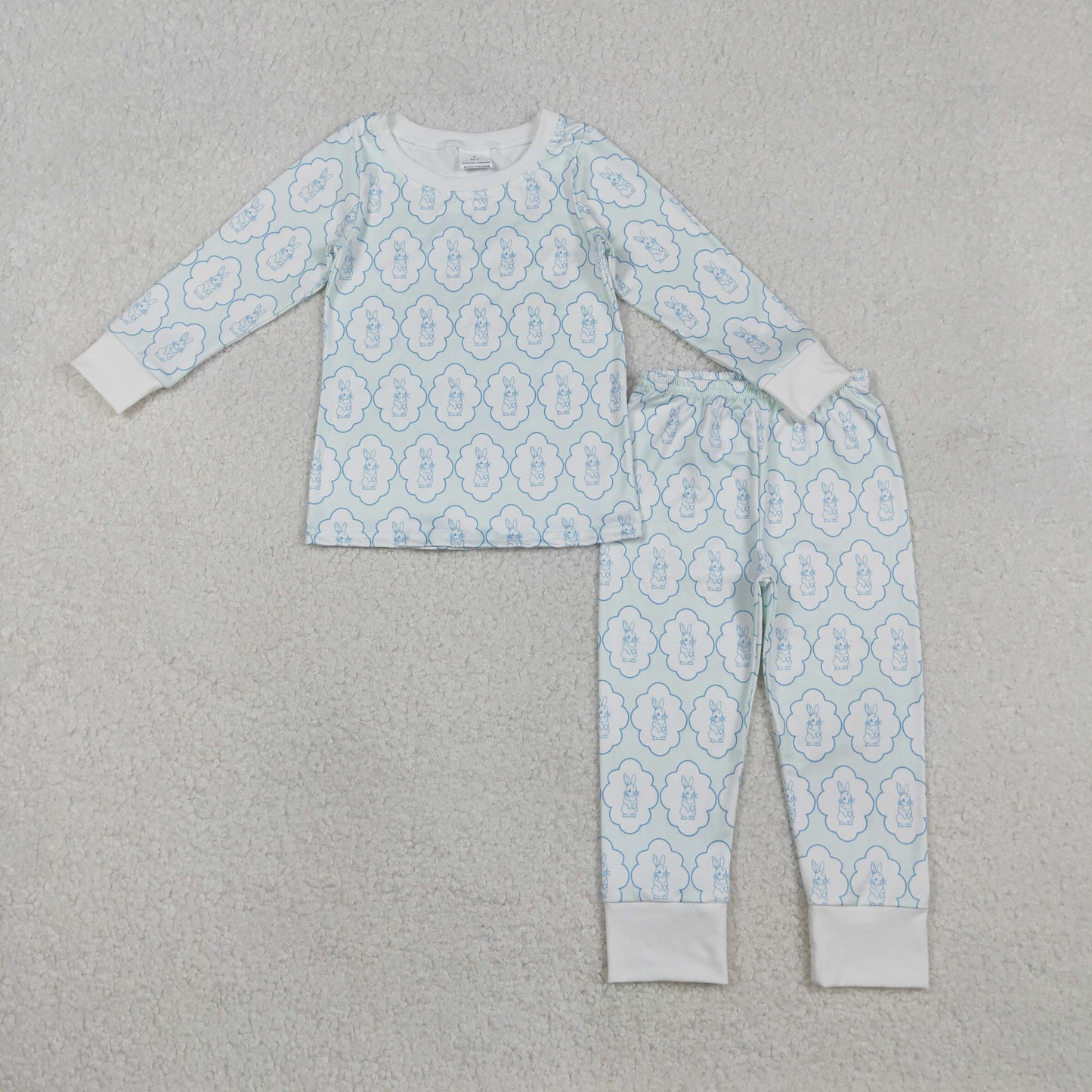 Sibling Baby Boys Girls Rabbits Checked Top Pants Easter Pajamas Sets