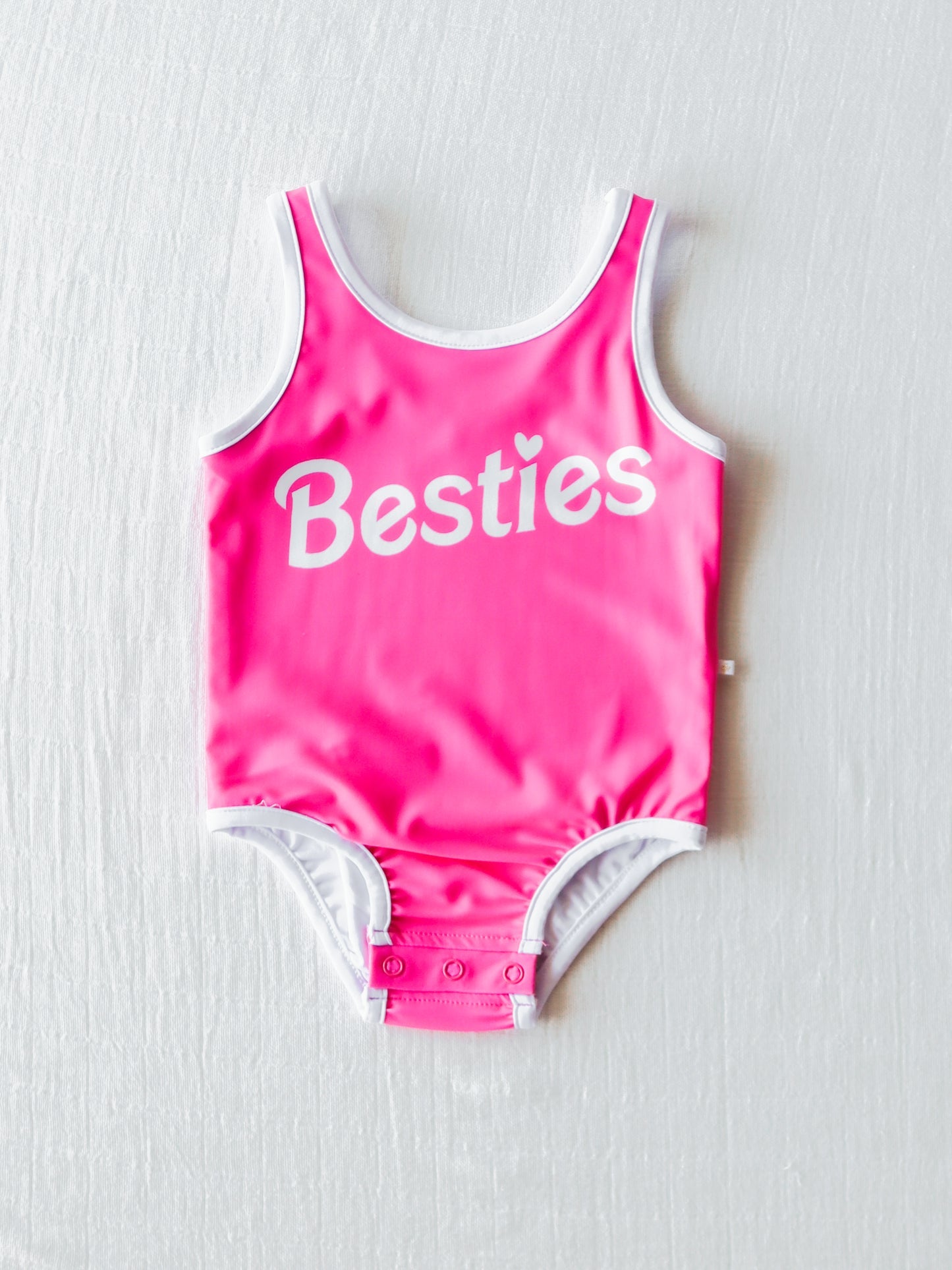 Baby Girls Pink Besties One Piece Swimsuits preorder(moq 5)