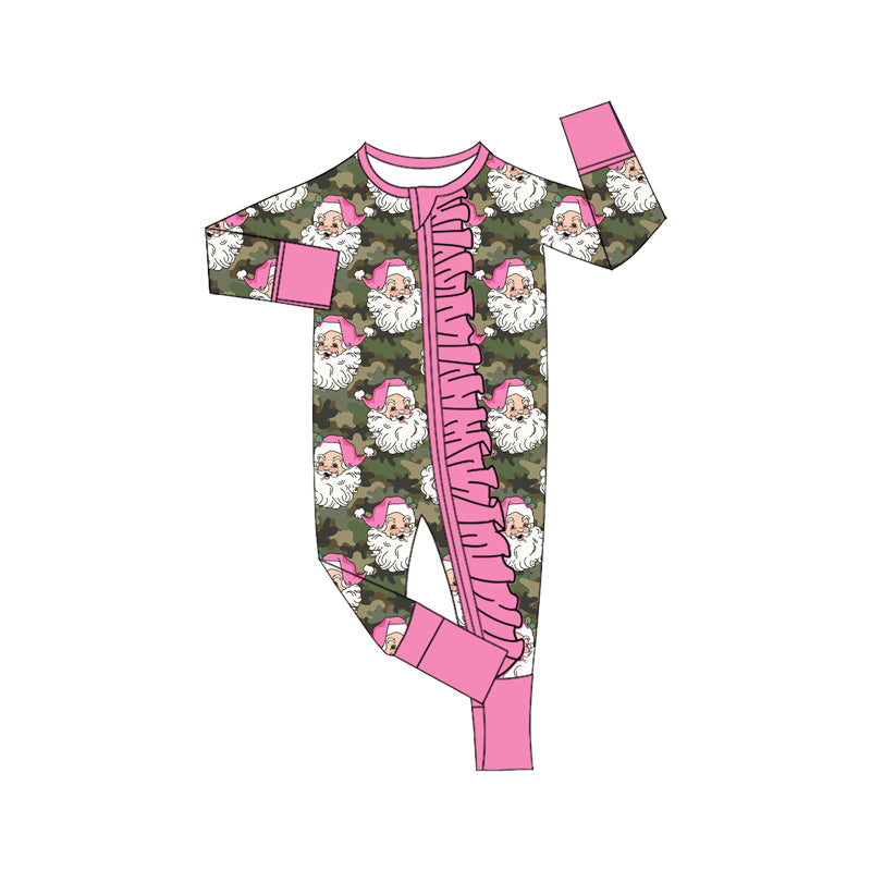 Preorder(moq5) Baby Christmas  Print Front  Ruffle Romper  Newborn One-Piece Baby Clothes