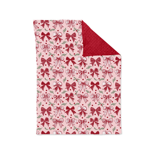 Preorder(moq 5) Baby Kids Red Bows Flowers Plaid Minky Blankets