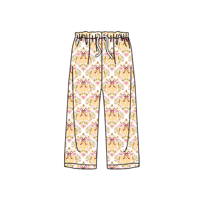 Preorder (moq 5)Baby Girls Bows Flowers Pumpkins Fall Straight Pant Bottom