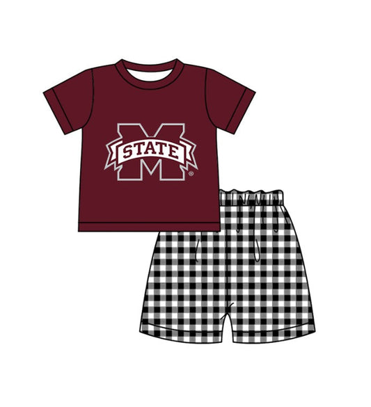 Preorder moq 5 Baby Boys M State Top Checked Short Team Clothes Set