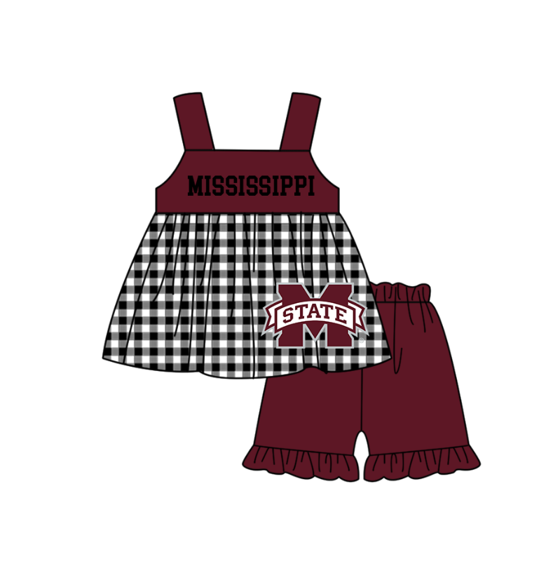 Preorder moq 5 Baby Girls M State Tunic Ruffle Short Team Clothes Set