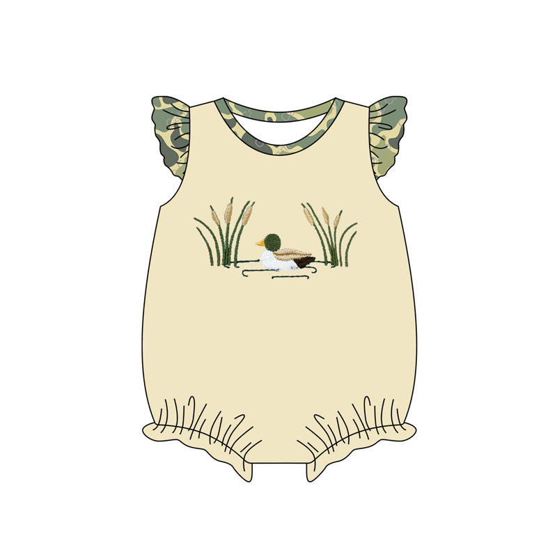 Preorder(moq 5)Baby Infant Girls Hunting Ducks Summer Flutter Sleeve Rompers