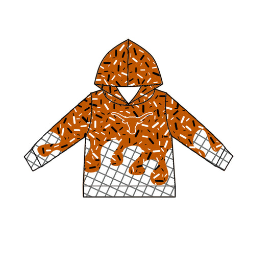 Preorder (moq 5)Baby Boys Long Sleeve Orange Sprinkles Texas Longhorns Team Hoodies Top