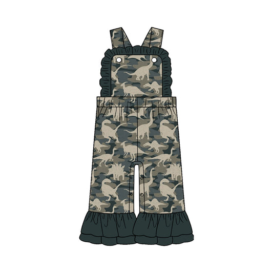 Pre-order (moq5)Baby Girls Strap Southern Camo Ruffle Pant Jumpsuits