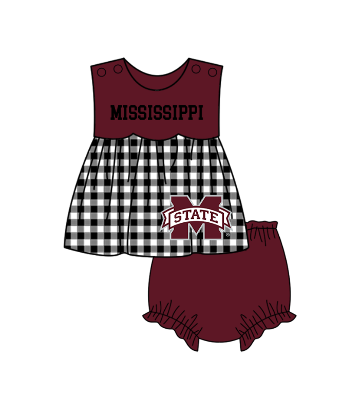 Preorder moq 5 Baby Girls M State Tunic Bummies Short Team Clothes Set