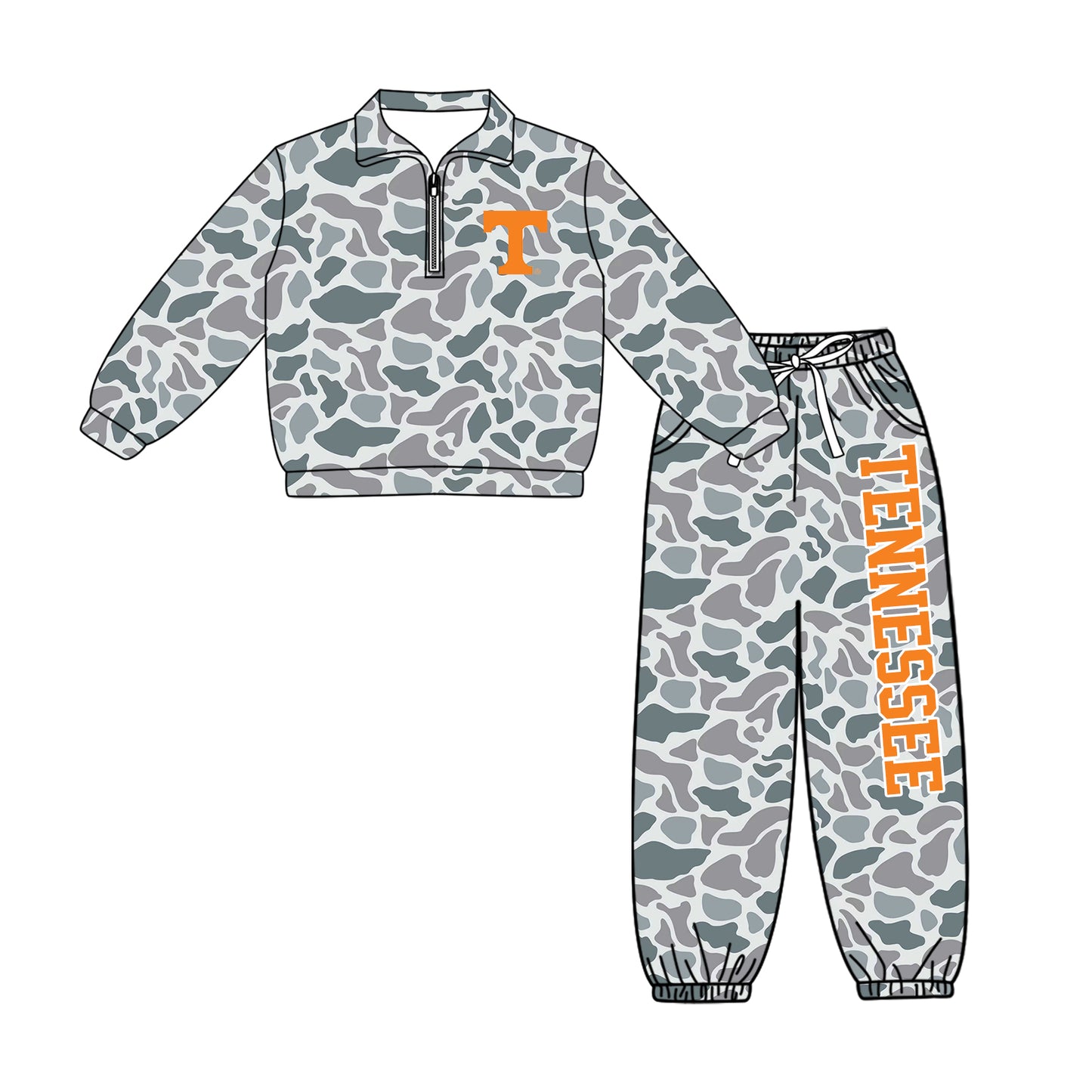 Preorder(moq 5)Baby Boys tennessee Zip Pullover Pockets Pants Team Clothes Sets
