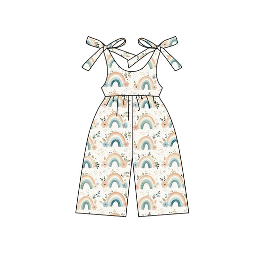 Preorder moq 5 Baby Girls Sleeveless Flowers Rainbow Jumpsuits
