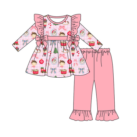Preorder (moq 5)Baby Girls Snowmen Soldiers Tunic Ruffle Pants Christmas Clothes Sets