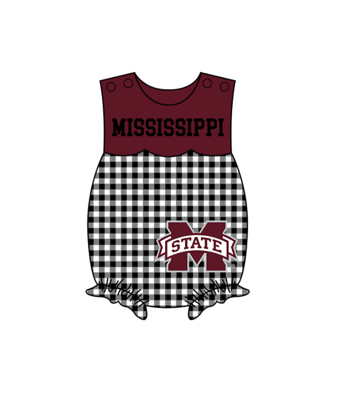 Preorder (moq 5)Baby Girls Sleeveless M State Ruffle Rompers