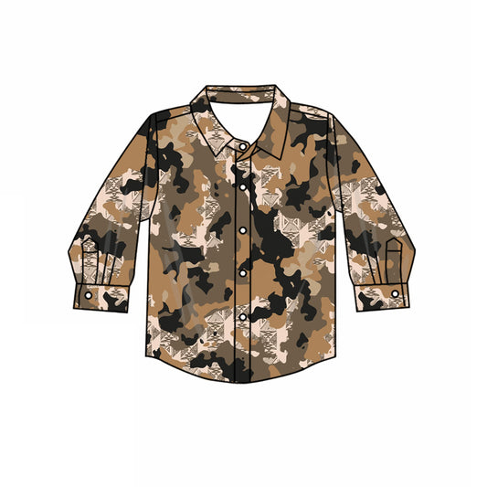 Preorder (moq 5)Baby Boys Long Sleeve Camo Hunting Button Shirts Top