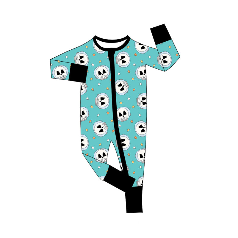 Preorder moq 5 Baby Infant Boys Long Sleeves Stars Skulls Plaid Zipper Romper