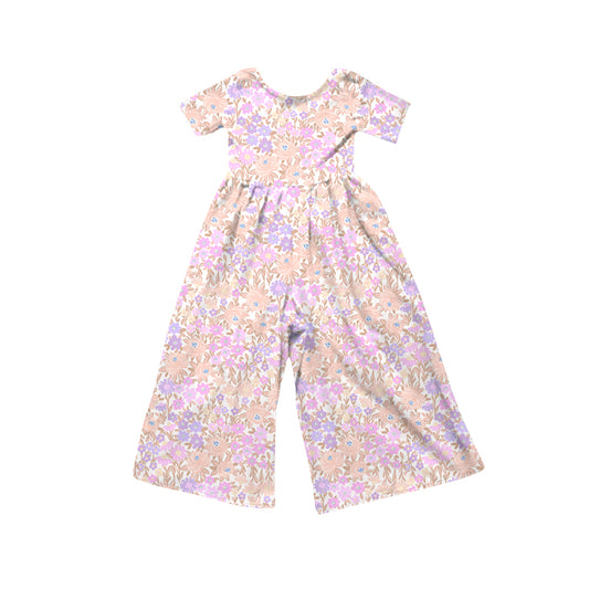 Preorder (moq 5)Baby Girls Short Sleeve Colorful Flowers Jumpsuits