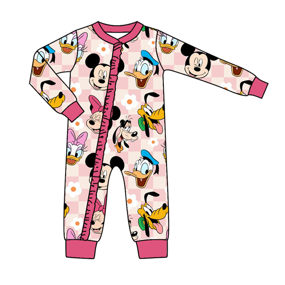 Baby Girls Cartoon Mouse Long Sleeve Zip Rompers preorder(moq 5)