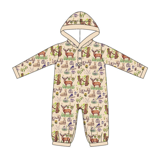 Baby Boys Long Sleeve Rabbits Pigs Deer Button Hunting Rompers Preorder
