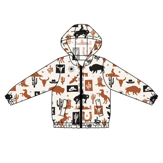 Preorder (moq 5)Baby Boys Western Boots Cactus Hooded Cardigan Jackets Tops