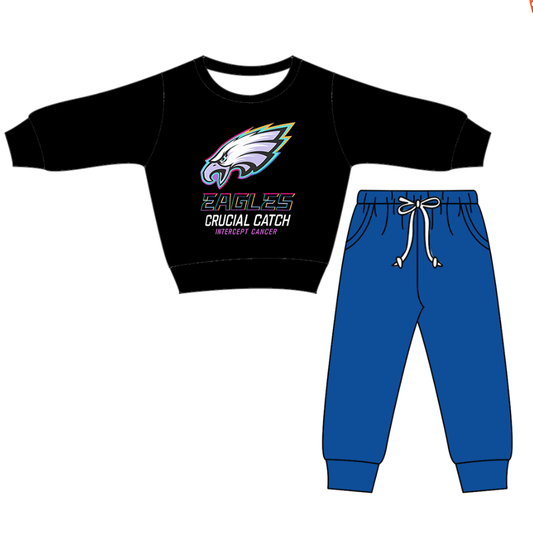 Preorder(moq 5)Baby Boys Eagles Top Pockets Jogger Pants Team Clothes Sets