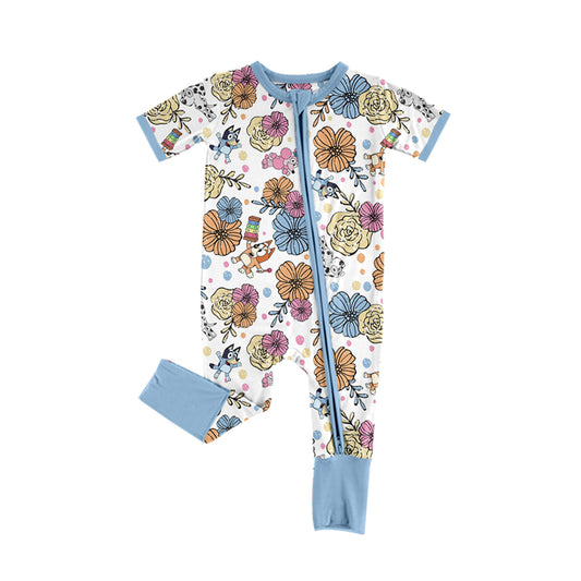 Infant Baby Kids Flowers Dogs Zip Rompers preorder(moq 5)