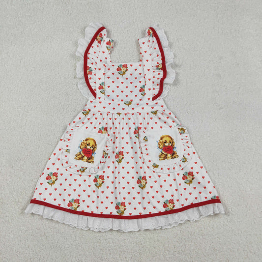 Baby Girls Hearts Dogs Flowers Valentines Pockets Knee length Dresses