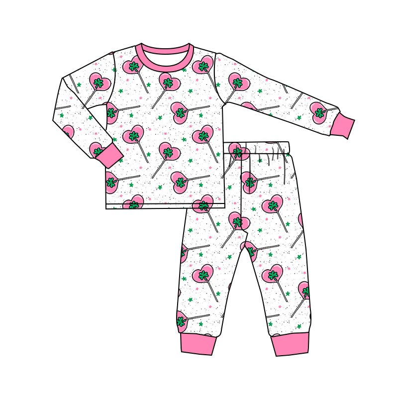 Baby Girls Valentines Candy Top Pants Pajamas Kids Clothing Sets preorder(MOQ 5)