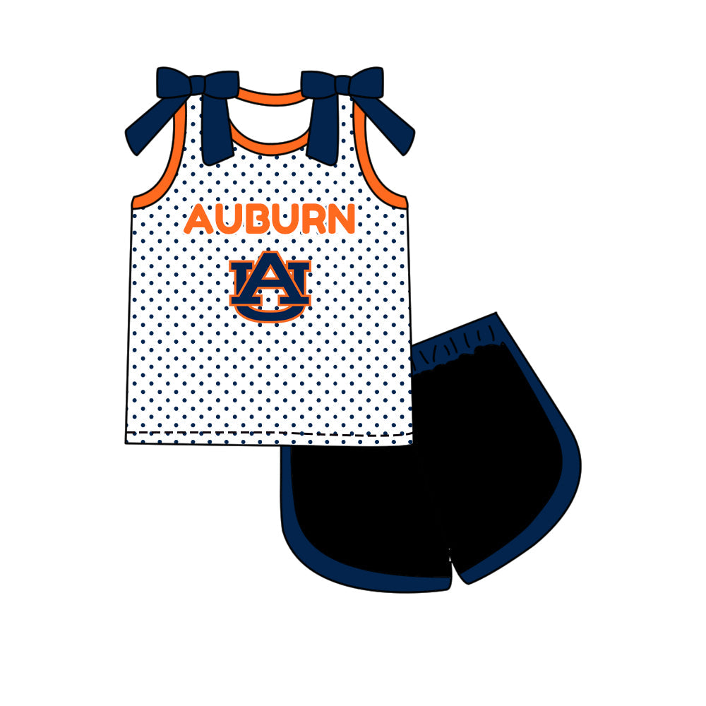 Preorder (moq 5)Baby Girls Bows AU Polka Dots Top Short Team Clothes Set