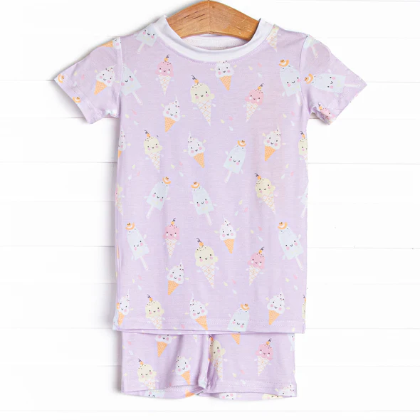 Baby Girls Lavender Popstick Shirt Top Shorts Pajamas Clothes Sets preorder (moq 5)