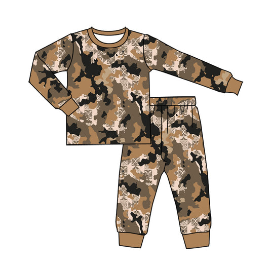 Preorder (moq 5)Baby Boys Camo Shirt Top Pant Hunting Pajamas Set