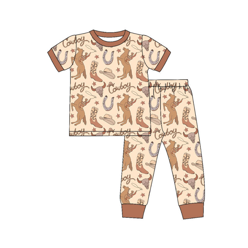 Preorder(moq 5) Baby Boys Horse Rodeos Cowboys Top Pants Western Pajamas Sets