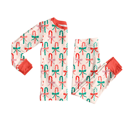 Preorder(moq 5) Baby Girls Christmas Candy Cane Top Pants Lounge Wear Pajamas Sets