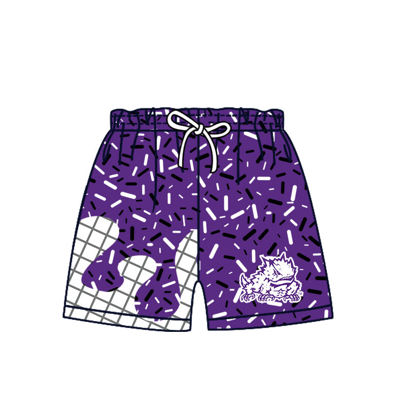 Preorder (moq 5)Baby Boys Purple Sprinkles TCU Horned Frogs Shorts Bottom