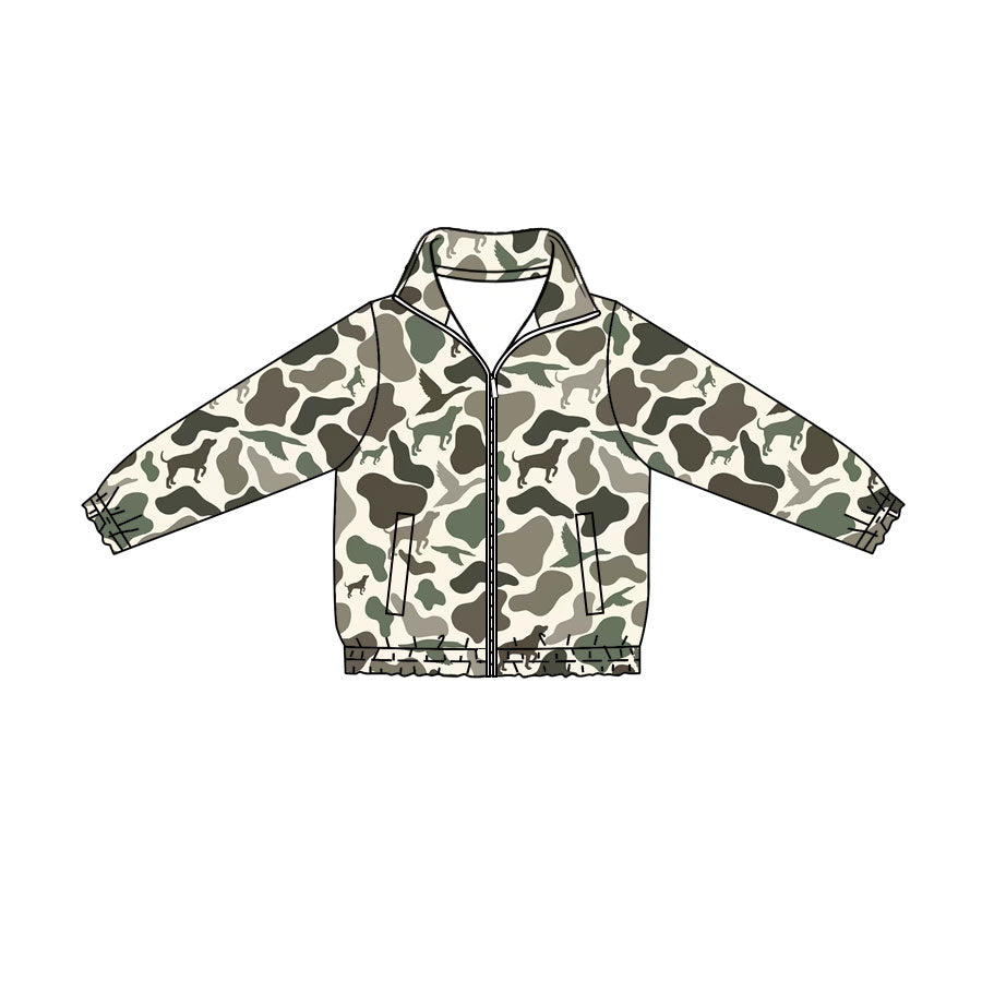 Preorder (moq 5)Baby Boys Deer Ducks Deer Camo Hunting Zip Pockets Jackets Top