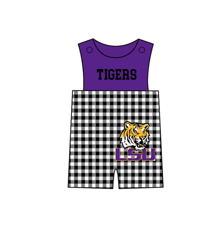 Preorder (moq 5)Baby Boys Sleeveless LSU Tigers Shorts Rompers