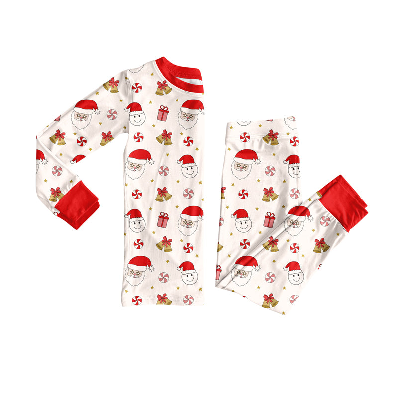 Preorder (moq 20)Baby Girls Bamboo Red Santa Gifts Candy Christmas Pajamas Sets