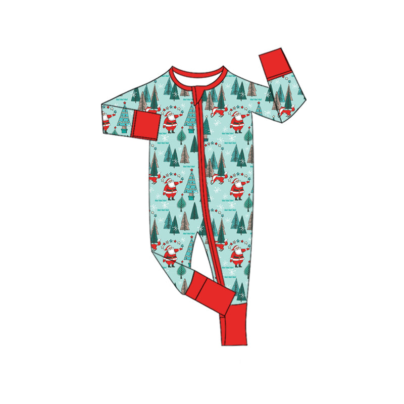 Preorder moq 5 Baby Infant Boys Long Sleeves Stars Santa Trees Plaid Zipper Romper