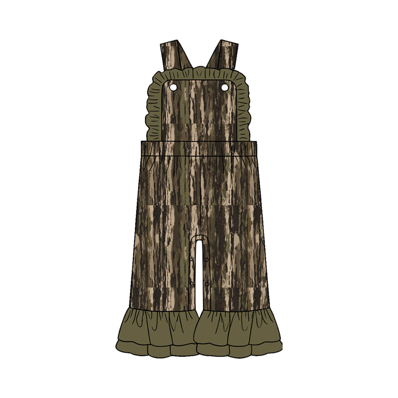 Pre-order (moq5) Girls Fall Camo Ruffle Jumpsuit, Thanksgiving Outfit