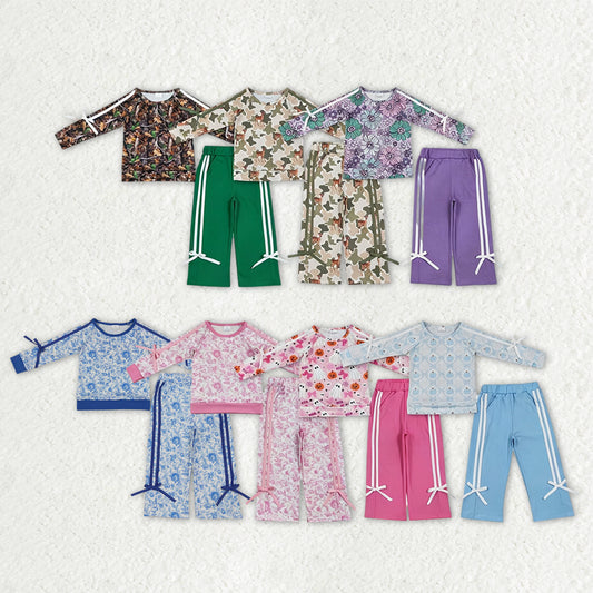 Sibling Baby Girls Ghost Pumpkins Deer Camo Top Pockets Bows Pant Fall Clothes Sets