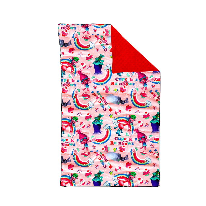 Baby Girls Monster Hari Red Rainbow Minky Blankets preorder(moq 5)