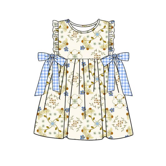 Baby Girls Spring Flowers Bows Knee Length Dresses Preorder(MOQ 5)