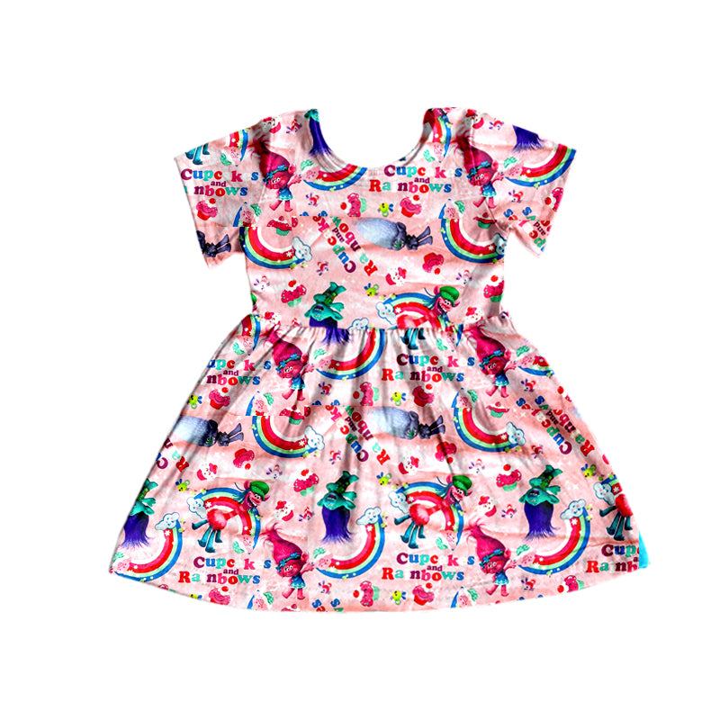 Baby Girls Cartoon Hair Monster Short Sleeve A-Line Dresses preorder(moq 5)